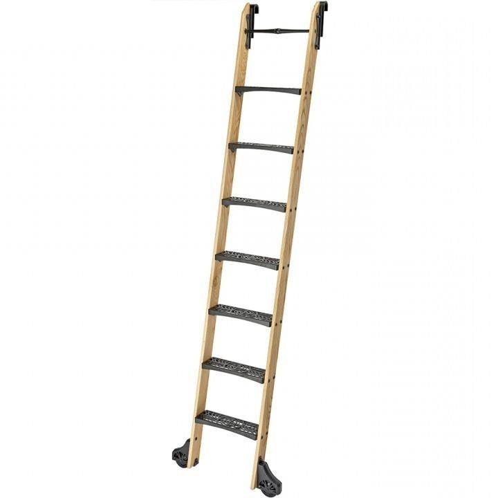 10' Rockler Vintage Wood Kits For Rolling Library Ladders Pertaining To Popular Rolling Library Ladder (View 5 of 15)