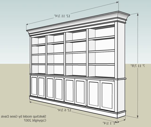 2017 Large Bookcases Plans Within Built In Bookshelf. Nice Dimensions And Doors (View 7 of 15)