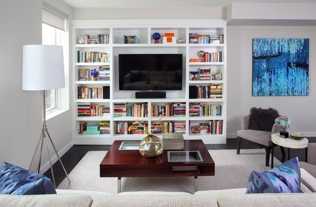 2018 Bucktown Residence – Contemporary – Family Room – Chicago  Kim With Tv Book Case (View 1 of 15)