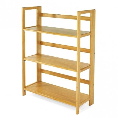 3 Tier Bamboo Stackable Folding Bookcase (View 1 of 15)