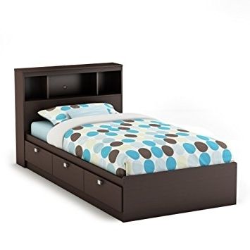 Amazon – South Shore Cakao Twin Storage Bed And Bookcase Pertaining To Most Recently Released Twin Bed With Bookcases Headboard (View 1 of 15)