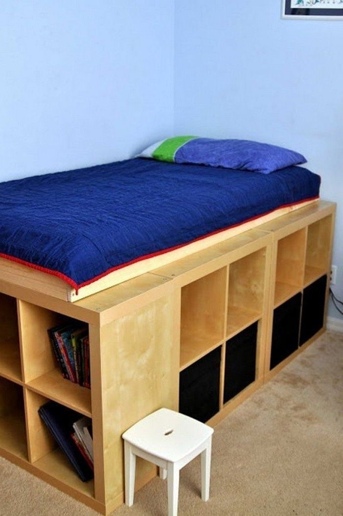 Best And Newest Bed Frame Bookcases Pertaining To Build An Inexpensive Bed With Storage Using Bookcases (View 11 of 15)