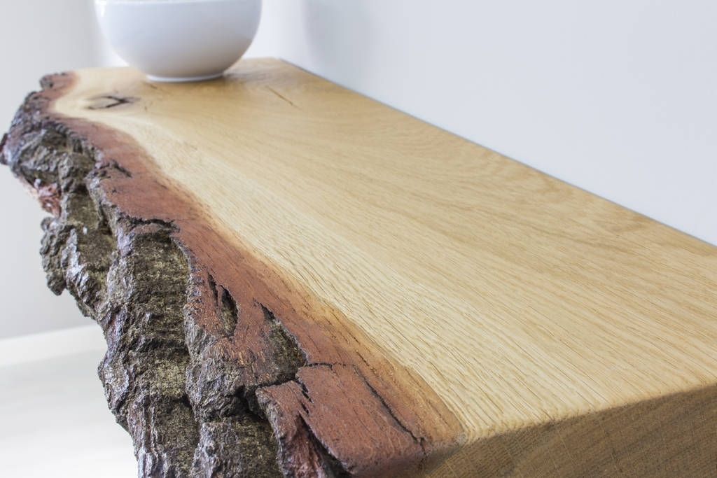 Best And Newest Oak Floating Shelf In Oiled Bark Edge Oakbespoak Interiors Inside Solid Oak Shelves (View 13 of 15)