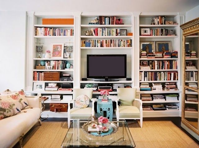 Bookcases Around Tv, Chairs In Front Of Television Divided For Preferred Bookcases Tv (View 12 of 15)