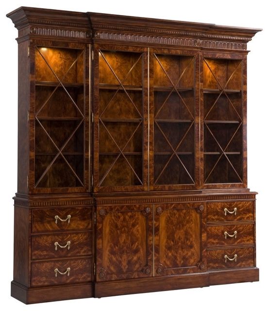 Breakfront Bookcases Pertaining To Most Current English Georgian America – George Iii Mahogany Breakfront Bookcase (Photo 10 of 15)