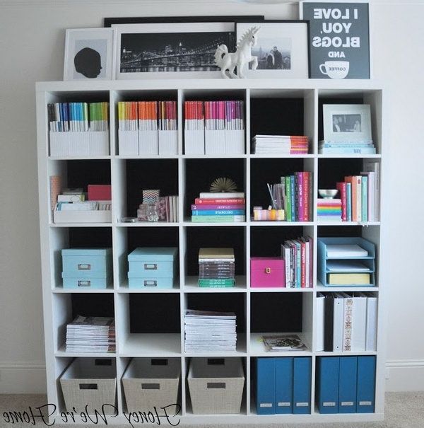 Current Ikea Kallax Bookcases With Regard To Fabric Lined Kallax Bookshelf (View 5 of 15)