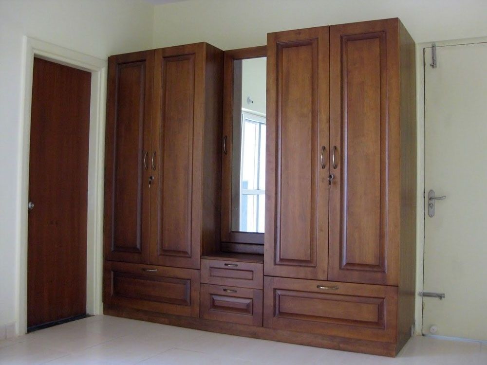 Famous Furniture: Vintage Wooden Wardrobe Armoire With Rectangle Mirror With Regard To Large Wooden Wardrobes (View 12 of 15)
