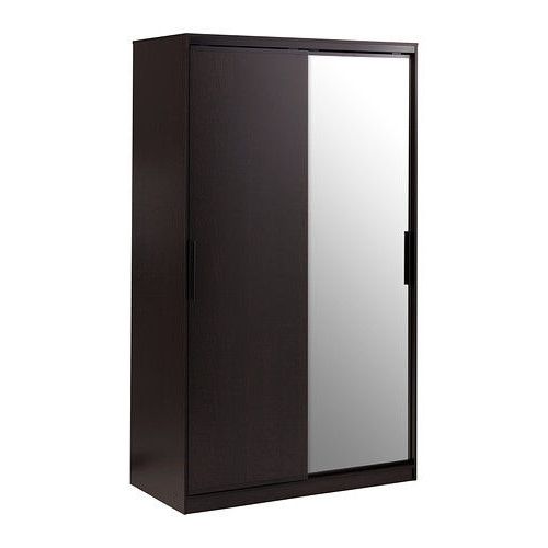 Large Double Rail Wardrobes With Most Popular Ikea Morvik – Large Double Wardrobe  Dark Brown/black Wood (View 8 of 15)