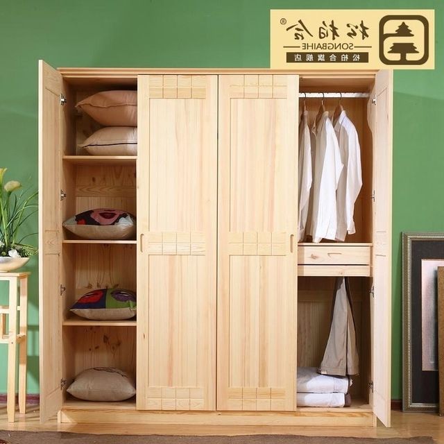 Large Wooden Wardrobes Inside Most Current Free Shipping Pine Wardrobe Sliding Door Wardrobe Flat Four Large (View 6 of 15)
