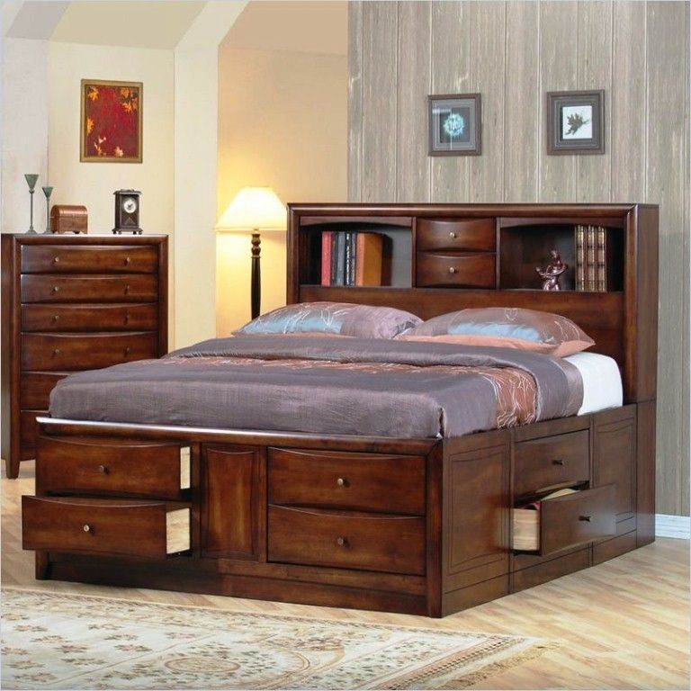 Most Up To Date Modern Queen Bed Frame With Headboard And Storage 5486 Regarding For Queen Bed Bookcases (View 12 of 15)