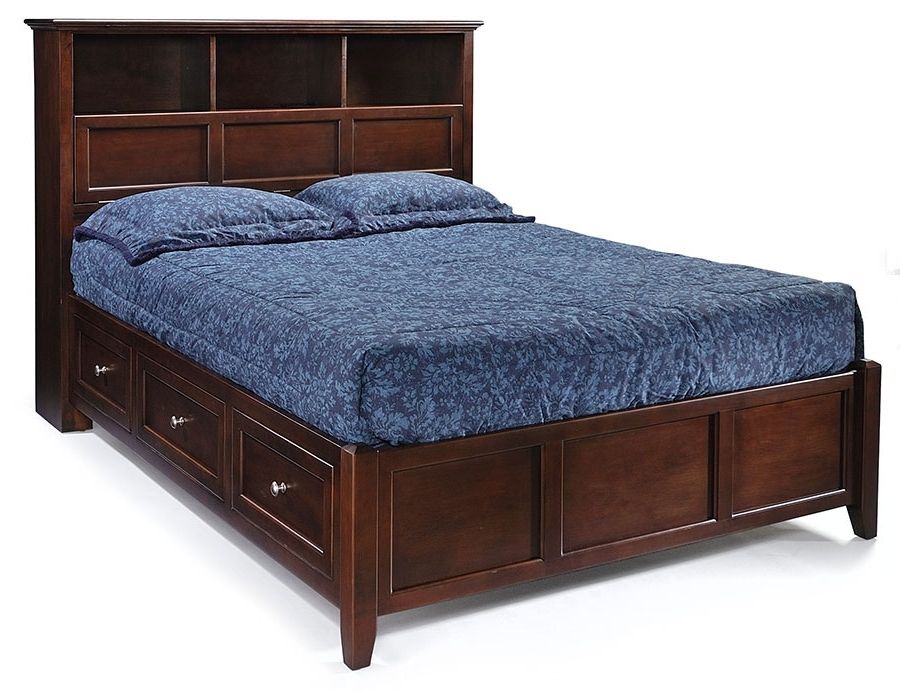Queen Storage Bed With Bookcase Headboard Size Plus Bookcases Home Within 2017 Queen Bed Bookcases (Photo 15 of 15)