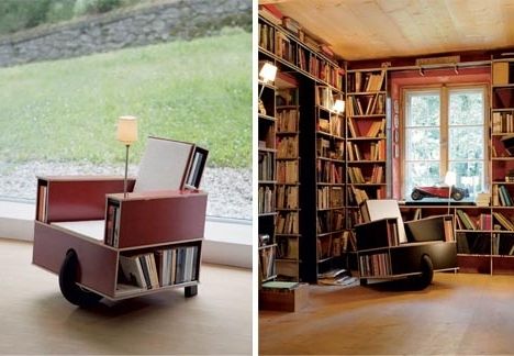 Read & Roll: Clever Combination Chair & Bookcase Design In Preferred Chair Bookcases (View 3 of 15)