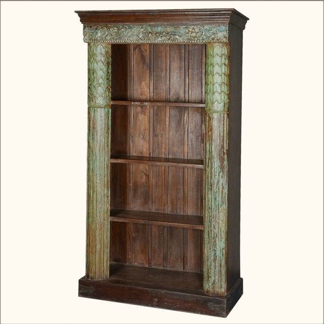 Reclaimed Wood Bookcases Intended For Most Popular Greek Column Reclaimed Wood 4 Shelf Open Display Bookcase (View 5 of 15)