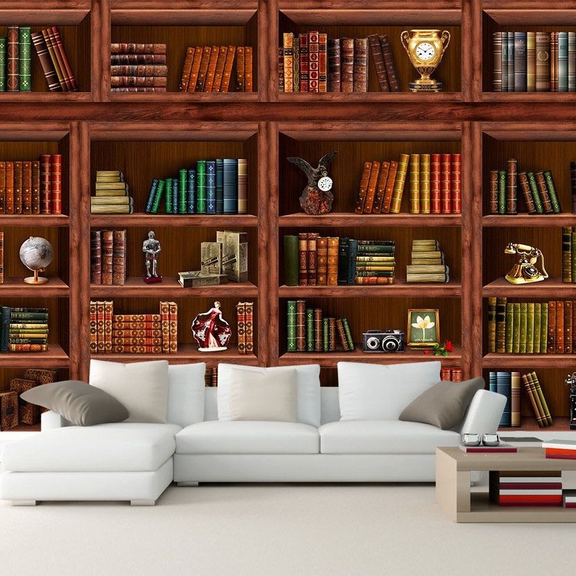 Study Bookshelves With Well Known Custom Any Size 3d Wall Mural Wallpaper Living Room Study (Photo 2 of 15)