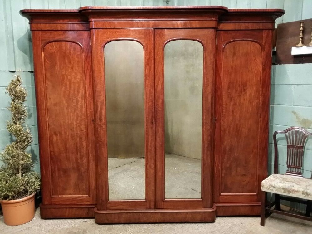 Victorian Breakfront Wardrobes Intended For Popular Antique Victorian Mahogany Breakfront Wardrobe Compactum C (View 3 of 15)
