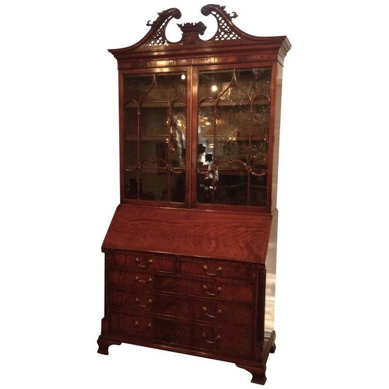 Well Liked Antique Drop Front Secretary Desk With Bookcases Inside English Drop Front Secretary Bookcase Mahogany, Mid 19th Century (View 7 of 15)