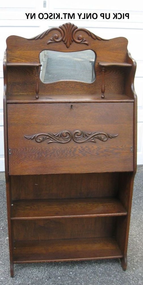 Well Liked Antique Oak Larkin Secretary Bookcase Desk Drop Front Chautauqua Pertaining To Antique Drop Front Secretary Desk With Bookcases (View 12 of 15)