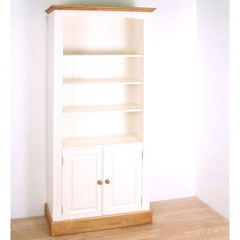 White Bookcases With Cupboard Pertaining To Popular White Bookcase With Cupboard Solid Pine Painted Cupboard Bookcase (Photo 3 of 15)