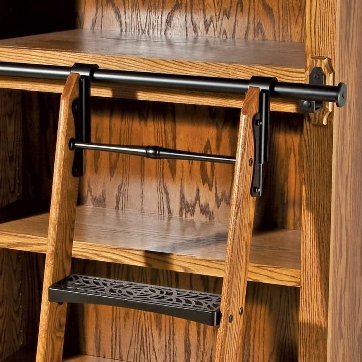 Widely Used Rolling Library Ladder Inside Rockler Vintage Black Rolling Library Ladder Hardware (View 1 of 15)