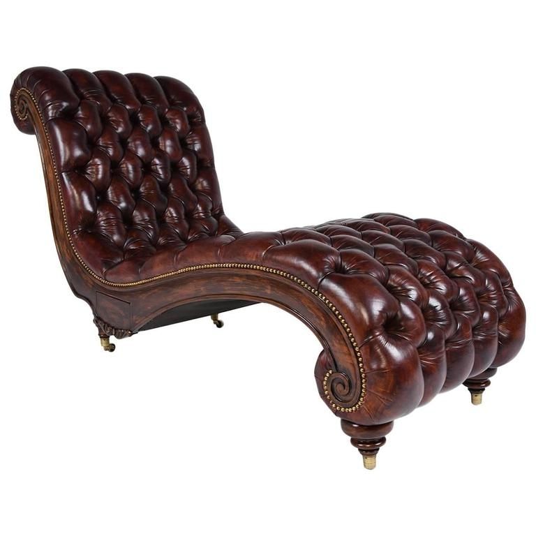 2017 Brown Leather Chaise Lounges Within Chesterfield Tufted Leather Chaise Lounge At 1stdibs (View 12 of 15)