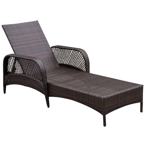2017 Eliana Outdoor Brown Wicker Chaise Lounge Chairs Throughout Exquisite Reclining Brown Wicker Chaise Lounge Chair Outdoor Patio (Photo 4 of 15)