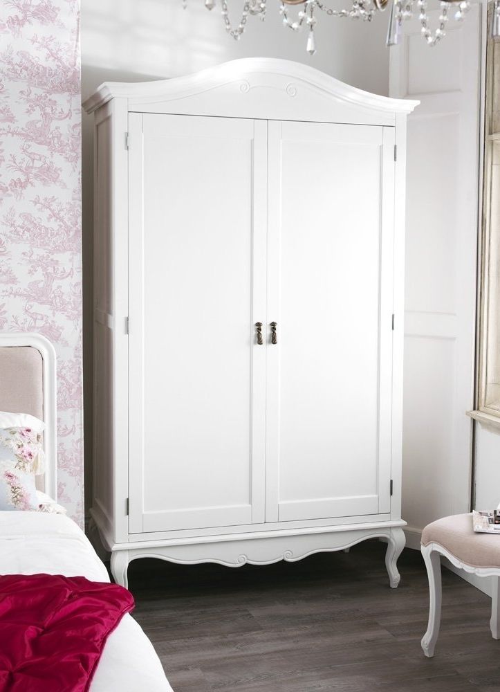 2017 Juliette Shabby Chic Antique White Double Wardrobe (View 2 of 15)
