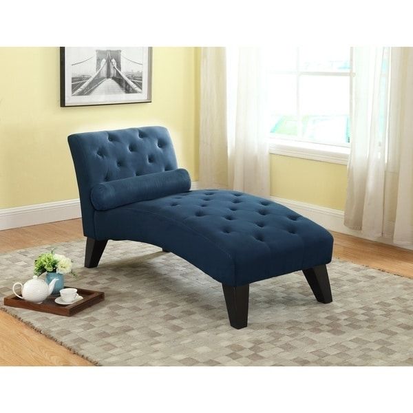 2017 Nathaniel Home Mila Tufted Blue Microfiber Chaise Lounge – Free Within Overstock Chaise Lounges (View 11 of 15)