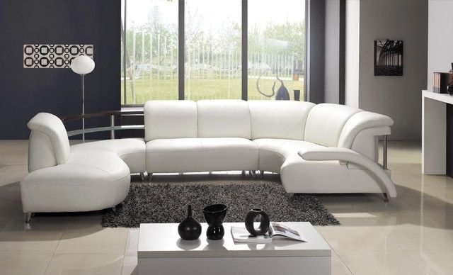 2017 Ultra Modern U Shaped White Leather Sectional Sofa Modern White With Modern U Shaped Sectional Sofas (Photo 9 of 10)