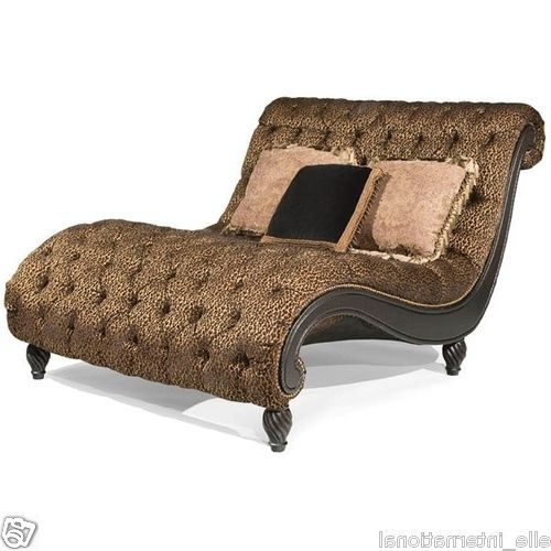 2017 Velvet Chaise Lounge Chairs In Chaise Lounge Chair W Panther Lion Print Tufted Oversized Large (Photo 5 of 15)