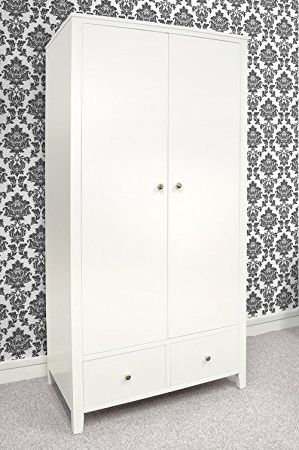 2017 White Double Wardrobes With Drawers With Brooklyn White Double Wardrobe,2 Drawers, Metal Runners, Quality (View 6 of 15)