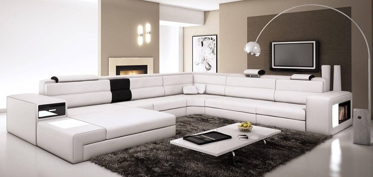 2017 Wide Sectional Sofas Intended For Extra Large Leather Sectional Sofa With Attached Corner Table (Photo 9 of 10)