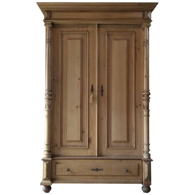 2018 Antique French Double Wardrobe Armoire Solid Pine Victorian 19th For Armoire French Wardrobes (View 15 of 15)