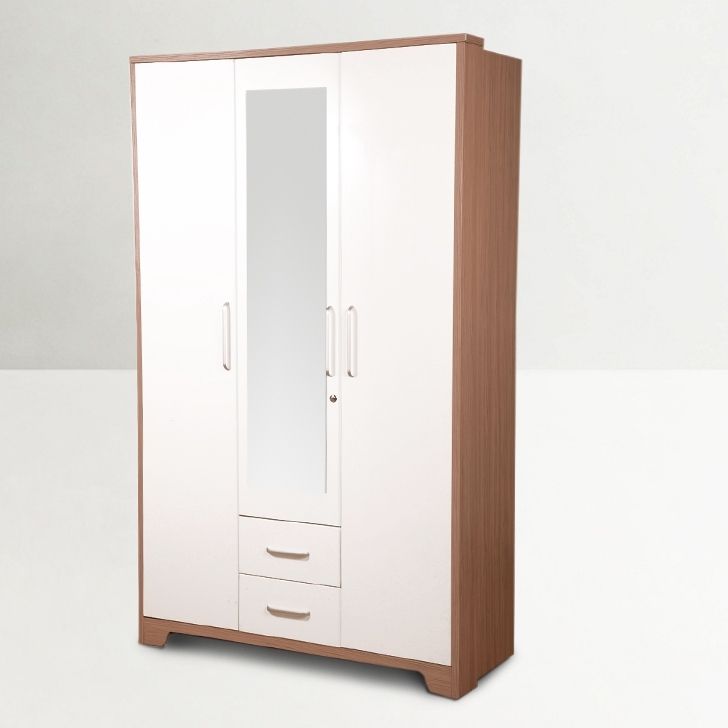 2018 Buy Ambra Three Door Wardrobe With Mirror In White Finish Online In White 3 Door Wardrobes With Mirror (View 9 of 15)