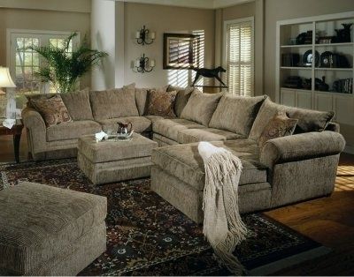 2018 Oversized Sectional Sofas Within Chenille Fabric Oversized Sectional Sofa With Matching Ottoman (View 4 of 10)