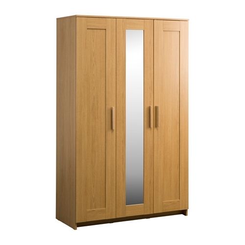 3 Door Pine Wardrobes For Widely Used Brimnes Wardrobe With 3 Doors Oak Effect 117x190 Cm – Ikea (View 14 of 15)