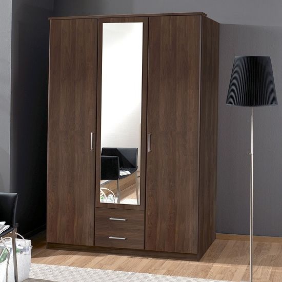 3 Doors Wardrobes With Mirror In Best And Newest Octavia Mirror Wardrobe In Walnut With 3 Doors And  (View 3 of 15)