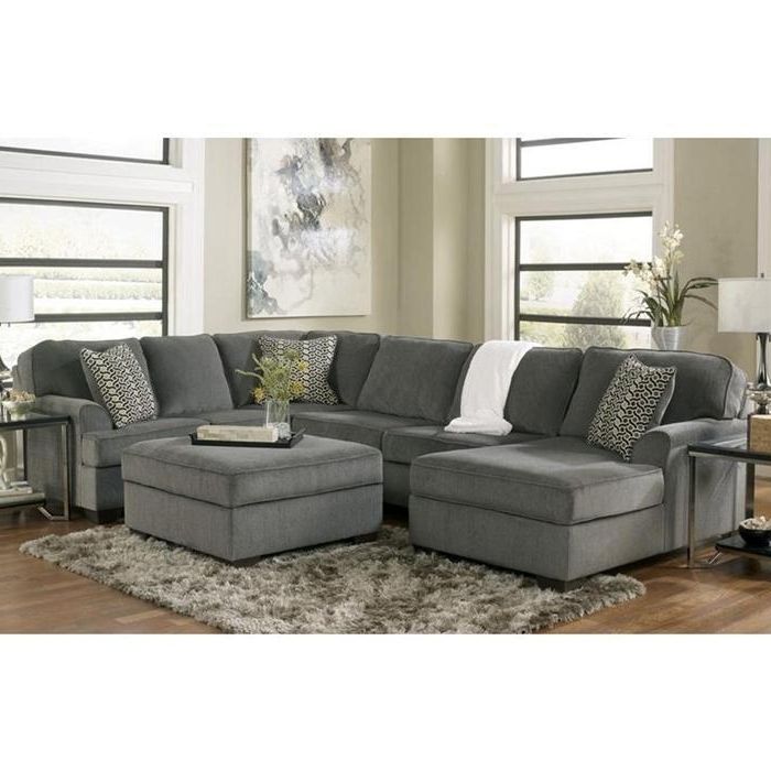 3 Piece Sectional And Ottoman In Loric Smoke (View 3 of 10)
