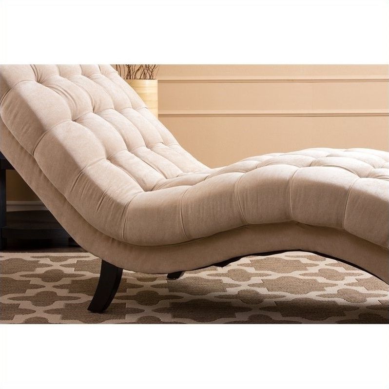 Abbyson Living Bera Fabric Upholstered Chaise Lounge In Sandstone Intended For Fashionable Upholstered Chaise Lounge Chairs (View 6 of 15)