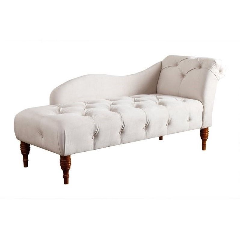 Abbyson Living Charlotte Tufted Velvet Chaise Lounge In Ivory – Br With Regard To Popular Tufted Chaise Lounges (View 7 of 15)