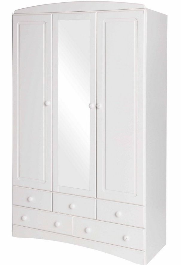 Abdabs Furniture – Scandi White 3 Door 5 Drawer Wardrobe With Mirror Pertaining To Most Popular White 3 Door Wardrobes (View 9 of 15)