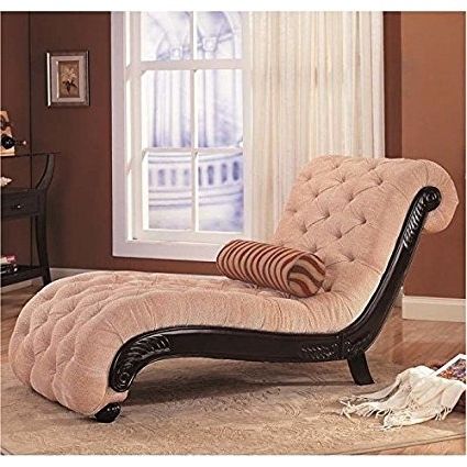 Amazon: Coaster Chaise Lounge With Tufted Beige Fabric Black With Regard To Best And Newest Coaster Chaise Lounges (View 1 of 15)