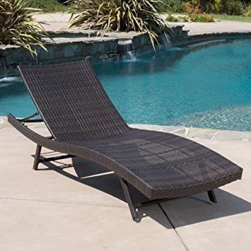 Amazon: Eliana Outdoor Single Brown Wicker Chaise Lounge Throughout Famous Wicker Chaise Lounges (Photo 1 of 15)