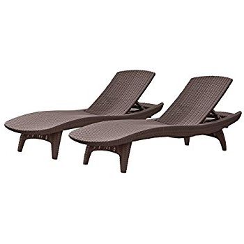 Amazon : Keter Pacific 2 Pack All Weather Adjustable Outdoor Intended For Latest Brown Outdoor Chaise Lounge Chairs (View 4 of 15)