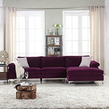 Amazon: Modern Large Velvet Fabric Sectional Sofa, L Shape Regarding Best And Newest Velvet Sectional Sofas (Photo 1 of 10)