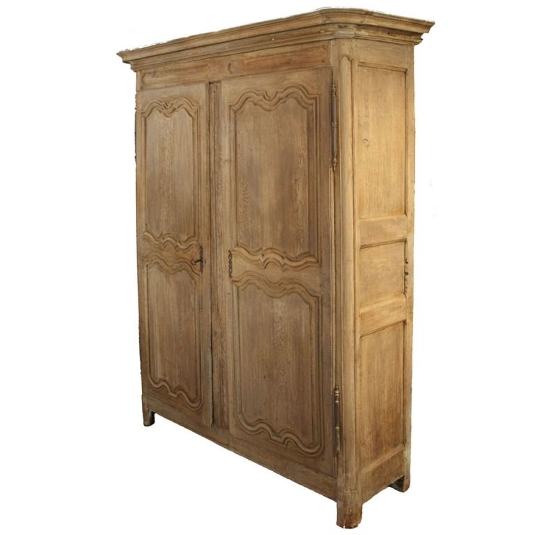 Antique French Bleached Oak Armoire (View 10 of 15)