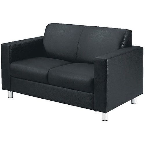 Avior Leather Faced Executive Reception 2 Seater Sofa Black Pertaining To Recent Black 2 Seater Sofas (View 3 of 10)