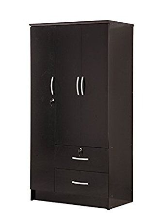 Black 3 Door Wardrobes With Regard To Newest Amazon: Hodedah Import 3 Door Wardrobe, Black: Kitchen & Dining (View 7 of 15)
