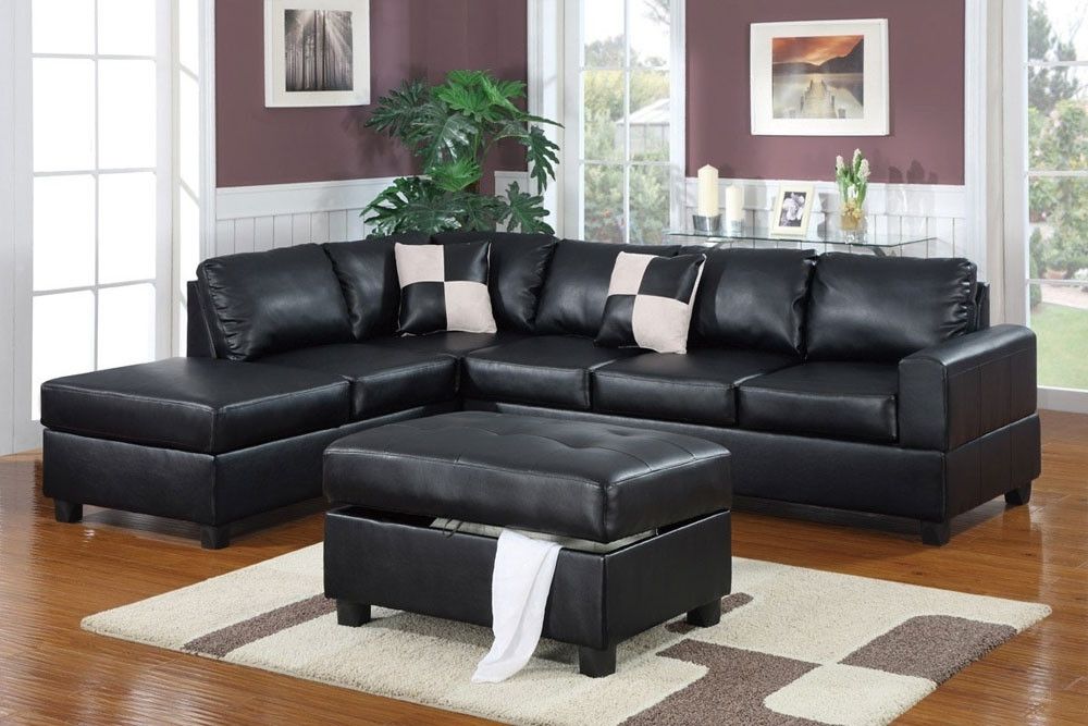 Black Leather Sectional With Ottoman Regarding Current Black Leather Sectionals With Ottoman (View 1 of 10)