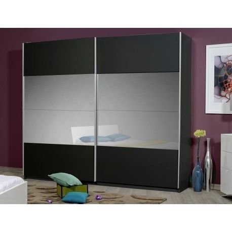 Black Shiny Wardrobes Intended For Well Known Optimus Large Black Gloss Wardrobe With Sliding Doors And Mirror (View 2 of 15)