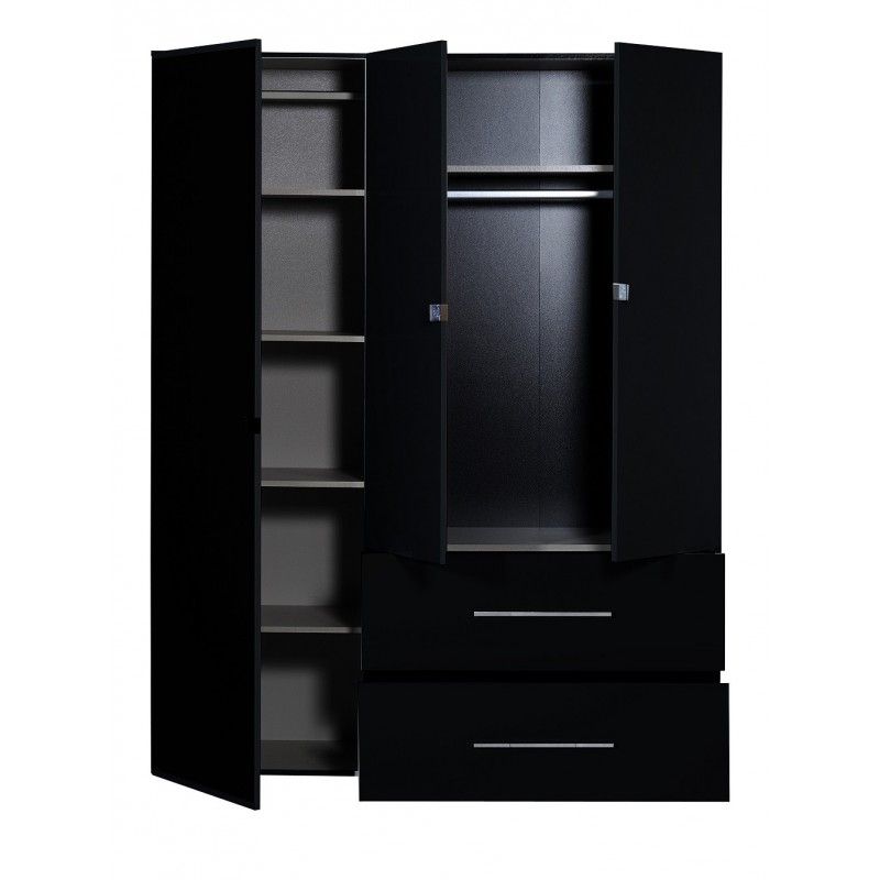 Black Wardrobes With Mirror With Favorite First Ii – Black Gloss 3 Door Wardrobe With Mirror – Wardrobes (View 13 of 15)